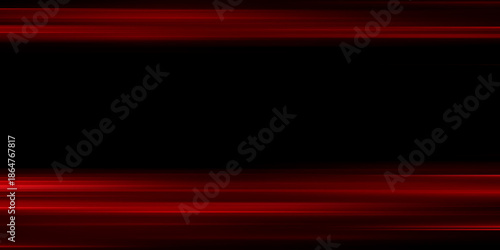Speed ​​line illustration, road. Red laser beams isolated on black background. Abstract light effect. Red lens flash. Horizontal rays glowing in the dark