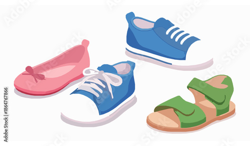 Cartoon Toddler Shoes Vector Illustration for Baby and Kids Fashion