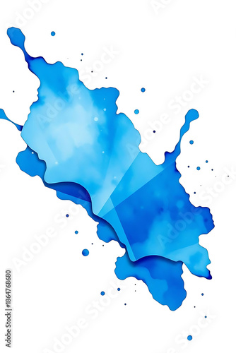 Blue Watercolor Splash on White Background.