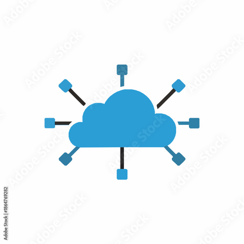 Abstract cloud computing vector symbol representing data network and digital technology isolated