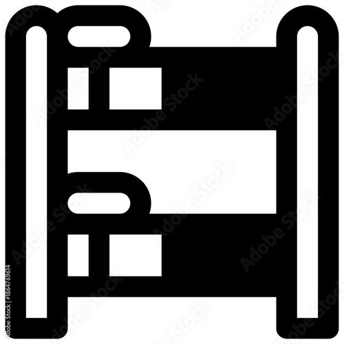Bunk beds. Outlined stroke vector icon with black-filled details.