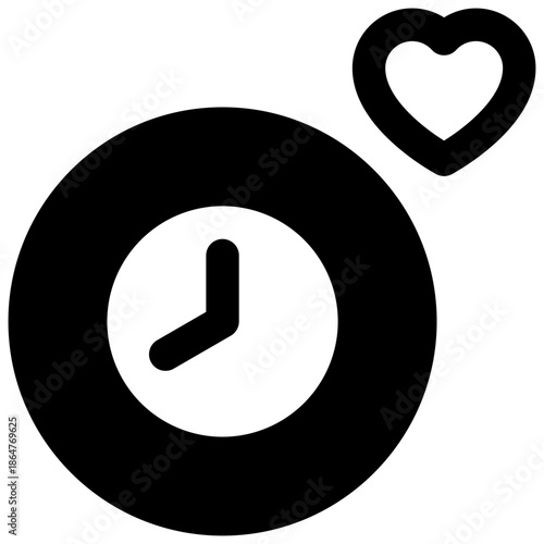 Quality time. Outlined stroke vector icon with black-filled details.