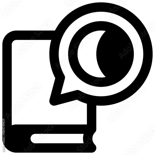 Story time. Outlined stroke vector icon with black-filled details.