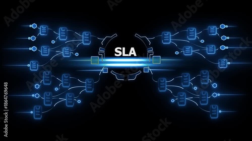 Service Level Agreement Concept with Glowing Blue Network Connections and S L A Text in Center technology