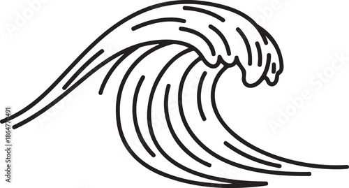 Minimalist Ocean Wave Line Art Icon