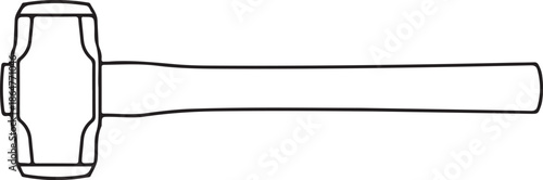 Sledgehammer tool black outline vector illustration