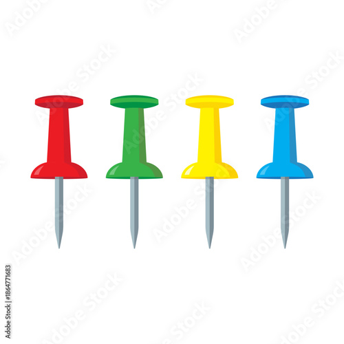 Set of different color map push pin markers. Editable EPS 10 vector graphic isolated on white background.