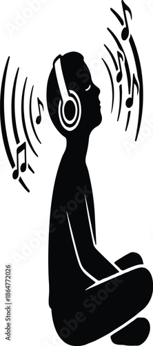 Headphones meditation icon 