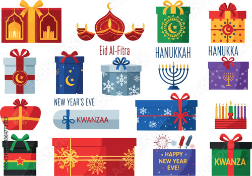 Festive Season Celebrations Diverse Holiday Gift Collection