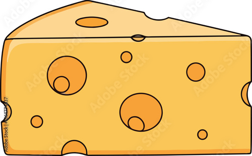A delicious wedge of Swiss cheese with distinctive holes, perfect for culinary illustrations and food-themed designs