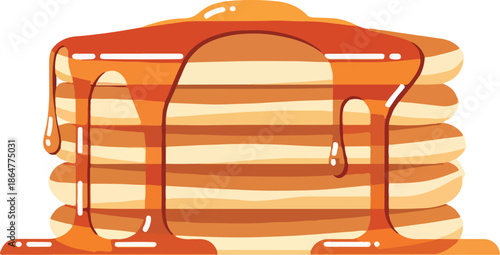 Delicious stack of golden brown pancakes drizzled with sweet syrup, a perfect breakfast treat