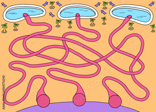 Aqua park maze graphic color sketch illustration vector