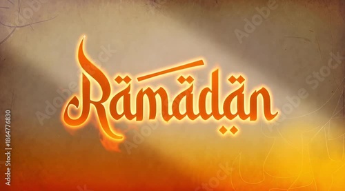 Ramadan Animated Title with Fiery Glowing Arabic Script