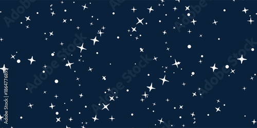 Space stars background, Cartoon starry illustration. Universe starry pattern with glowing stars and comets.Night sky constellations galaxy. Vector graphic.
