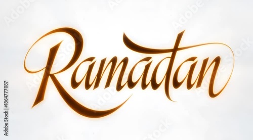 Elegant Calligraphic ramadan Text with Glowing Golden Brown Hues on White