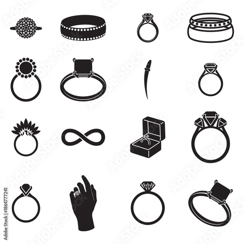 Engagement Ring SVG Bundle Diamond Rings, Proposal Box, Infinity Love, Wedding Jewelry Clipart