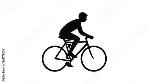 Action silhouette of a cyclist riding at speed