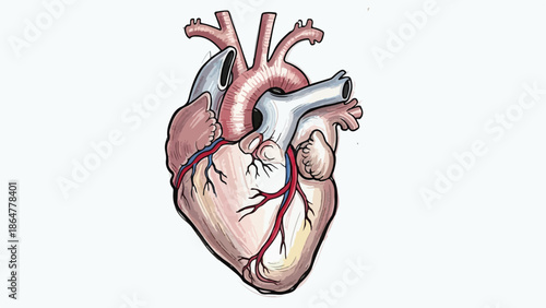 Detailed anatomical diagram of a human heart