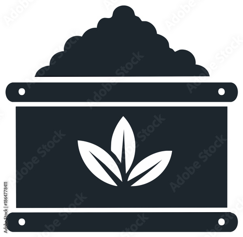Sack of grains or seeds illustration with leaves symbol for agriculture