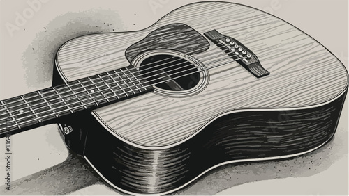 Detailed charcoal sketch of an acoustic guitar