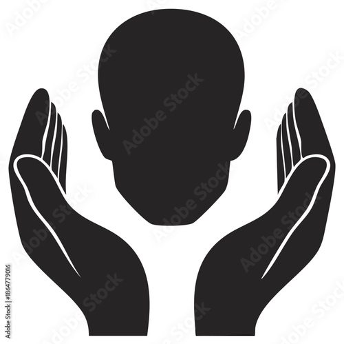 Hands Protecting Child Silhouette Symbol