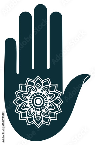 Hand Silhouette with Intricate Floral Mandala Design for Spiritual Expression