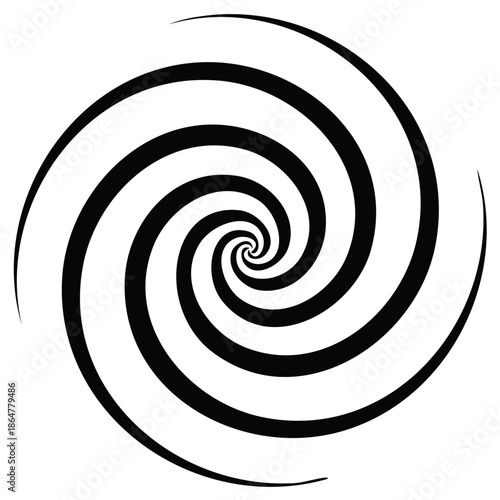 Abstract Black and White Spiral Swirl Pattern with Concentric Circles