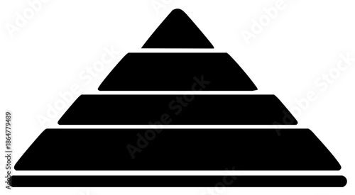 Layered black pyramid structure with rounded corners symbolizing hierarchy stages and foundation