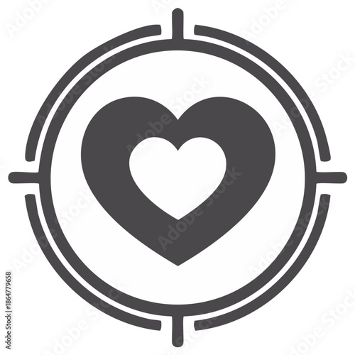 Heart Inside Target Symbol Love Icon Affinity Aim Attraction Romance Passion Symbol