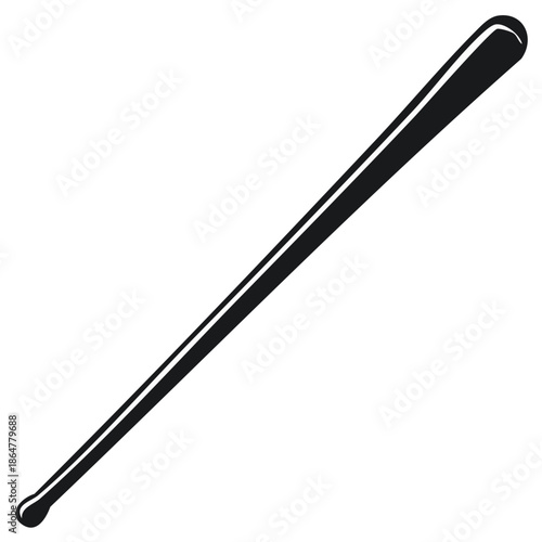 Classic Baseball Bat Black Silhouette Illustration for Sports Equipment and Athletic Games