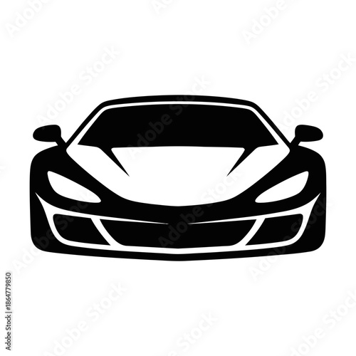 Sleek Modern Sports Car Front View Design Silhouette Icon