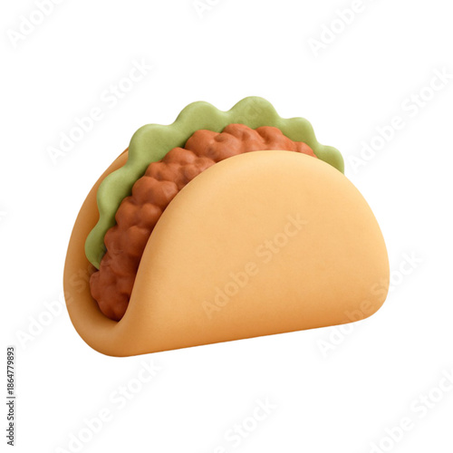 3D Mexican Taco with Meat and Vegetable Filling