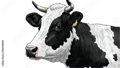 Detailed sketch of a dairy cow head profile