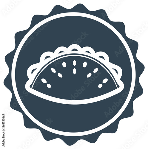 Taco Icon inside Decorative Circle Frame Simple Design Mexican Food Symbol isolated Illustration