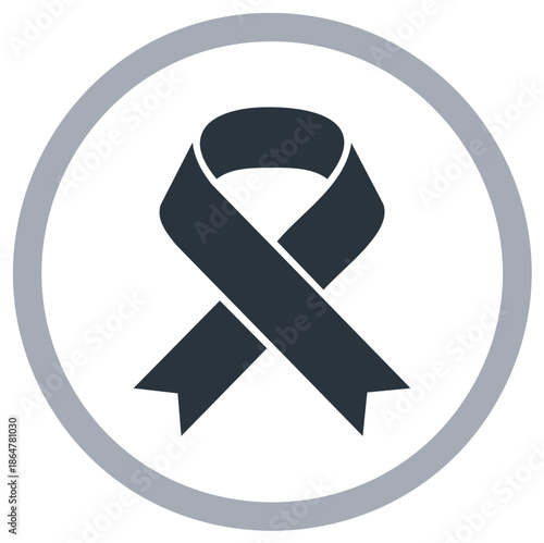 Black remembrance ribbon icon in a circular frame, symbolizing awareness and support