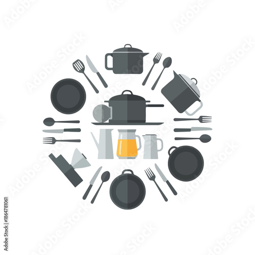 Kitchen Utensils and Pots Collection.