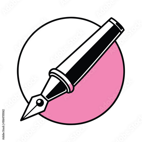 Fountain pen drawing circle creative concept illustration