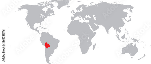  Bolivia Highlighted on World Map Vector Design.