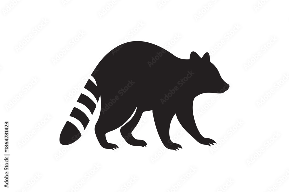 Obraz premium Raccoon Silhouette Icon Isolated on White
