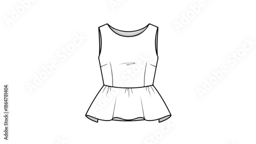 Simple line art of a sleeveless women blouse