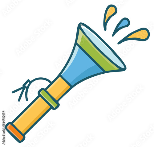 Cartoon Party Horn Noise Maker Celebration Sound Cheer Illustration