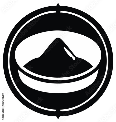 Stylized Sandpile within Circular Symbol, Sand Mound Encapsulated Design, Minimalism