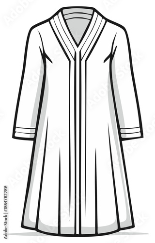 Elegant long sleeve white robe with decorative stitching and a flowing skirt