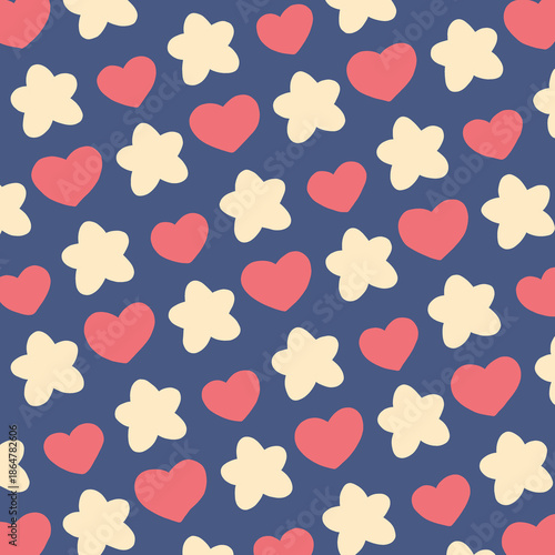 seamless pattern with heart and stars