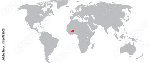 Burkina Faso Highlighted on World Map Vector Design