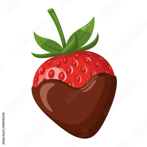 A ripe strawberry dipped in rich chocolate.
