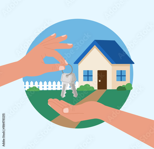 Home Key Handover for New House Purchase and Real Estate Deal, Key Handover, New Home Ownership, Real Estate Transaction, House Buying Process, Property Transfer