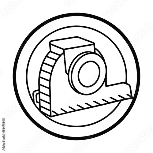Vintage tape measure tool icon illustration