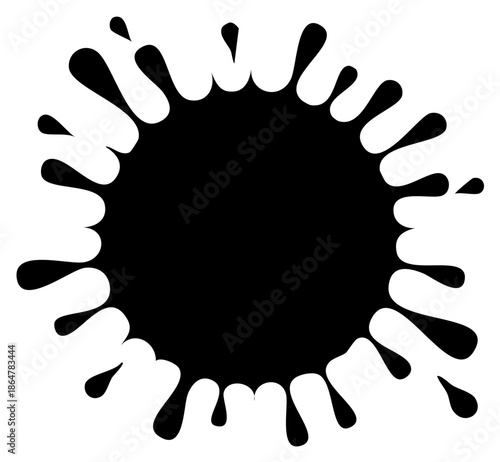 Black Ink Splatter or Paint Spot Isolated with Messy Irregular Edge