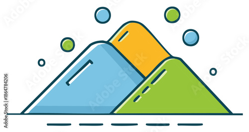 Stylized Mountain Range with Bubbles Illustration Vector Concept